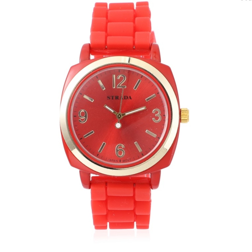 Watch with Red Silicone Strap